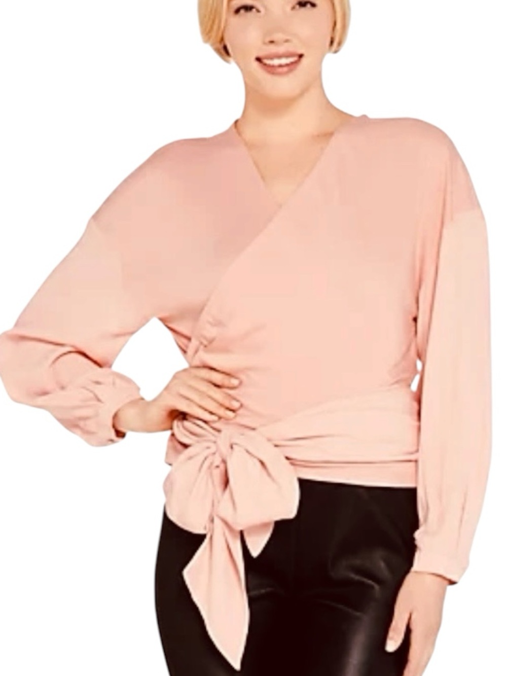 Du Jour Women's Wrap- Long Sleeve Extra Long Wrap Tie at Hip Size X-Large